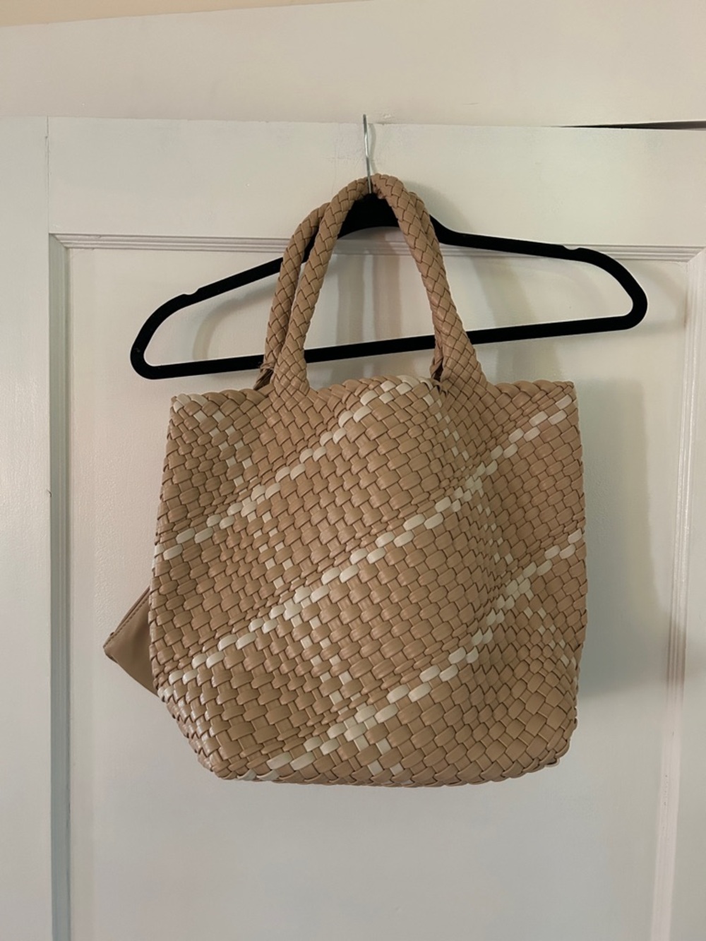 Braided Beige and White Woven Tote - Everyday Carry
